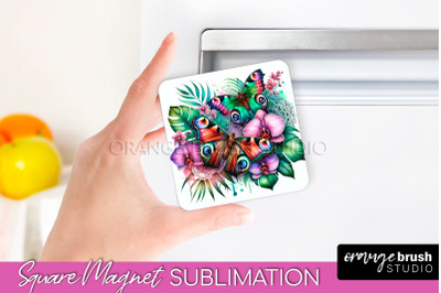 Butterfly Magnet Sublimation - Summer Flowers Magnet Design