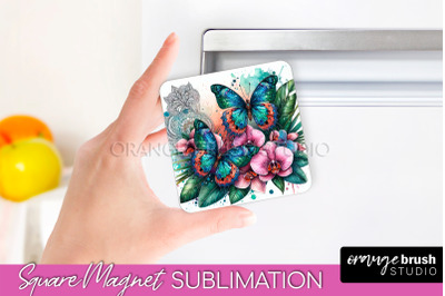 Butterfly Magnet Sublimation - Summer Flowers Magnet Design