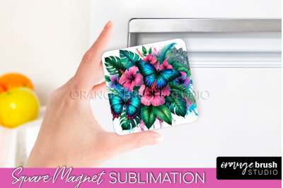 Butterfly Magnet Sublimation - Summer Flowers Magnet Design