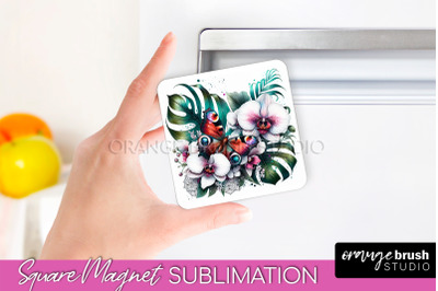 Butterfly Magnet Sublimation - Summer Flowers Magnet Design