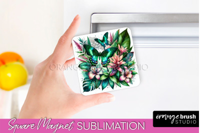 Butterfly Magnet Sublimation - Summer Flowers Magnet Design