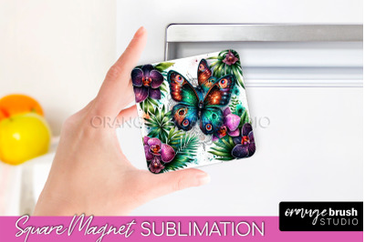 Butterfly Magnet Sublimation - Summer Flowers Magnet Design