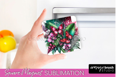 Butterfly Magnet Sublimation - Summer Flowers Magnet Design