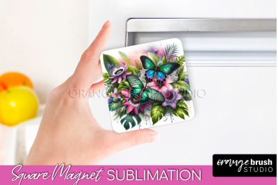 Butterfly Magnet Sublimation - Summer Flowers Magnet Design