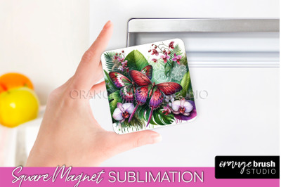 Butterfly Magnet Sublimation - Summer Flowers Magnet Design