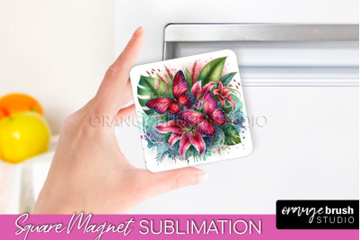 Butterfly Magnet Sublimation - Summer Flowers Magnet Design