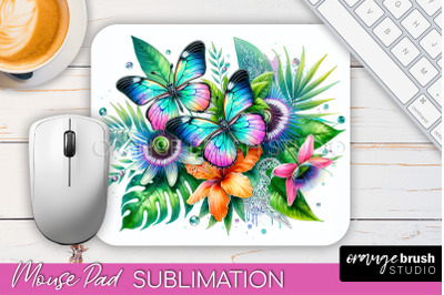 Butterfly Mouse Pad - Butterflies and Flowers Sublimation