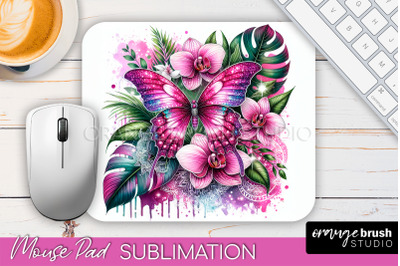 Butterfly Mouse Pad - Butterflies and Flowers Sublimation