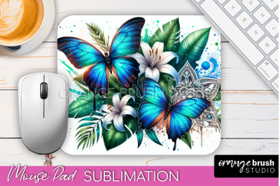 Butterfly Mouse Pad - Butterflies and Flowers Sublimation