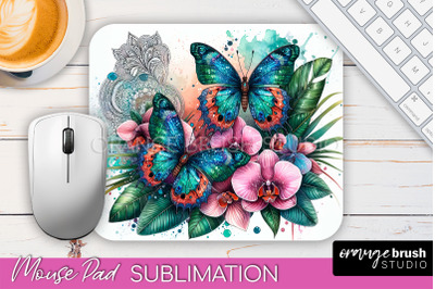 Butterfly Mouse Pad - Butterflies and Flowers Sublimation