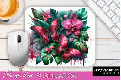 Butterfly Mouse Pad - Butterflies and Flowers Sublimation