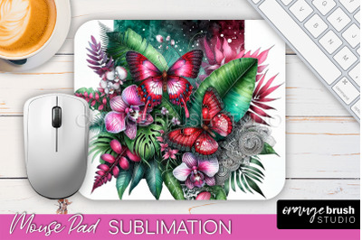 Butterfly Mouse Pad - Butterflies and Flowers Sublimation