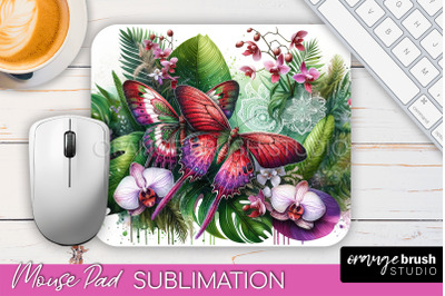 Butterfly Mouse Pad - Butterflies and Flowers Sublimation