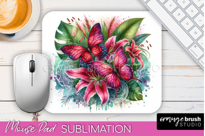 Butterfly Mouse Pad - Butterflies and Flowers Sublimation