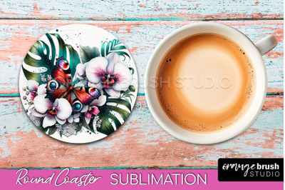 Butterfly Round Coaster Sublimation - Butterfly Coaster PNG