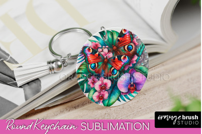 Butterfly Keychain - Butterflies and Flowers Sublimation