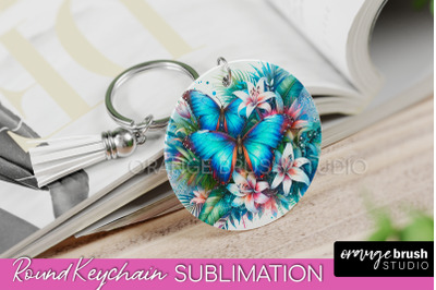 Butterfly Keychain - Butterflies and Flowers Sublimation