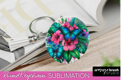 Butterfly Keychain - Butterflies and Flowers Sublimation