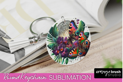 Butterfly Keychain - Butterflies and Flowers Sublimation