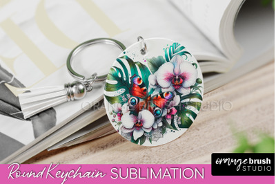 Butterfly Keychain - Butterflies and Flowers Sublimation