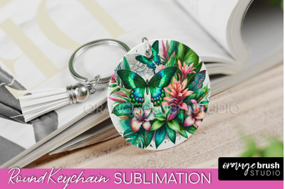 Butterfly Keychain - Butterflies and Flowers Sublimation