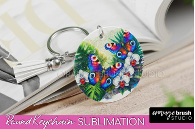 Butterfly Keychain - Butterflies and Flowers Sublimation