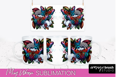 Butterfly Mug Wrap - Flowers Mug Sublimation Design