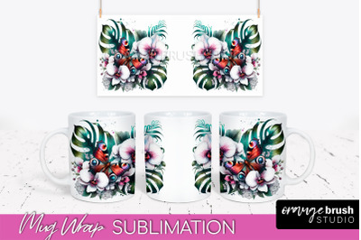 Butterfly Mug Wrap - Flowers Mug Sublimation Design