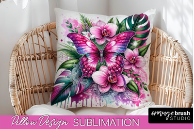 Butterfly Pillow Cover - Flowers Pillow Sublimation