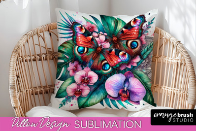 Butterfly Pillow Cover - Flowers Pillow Sublimation