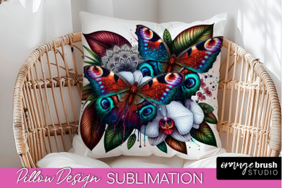 Butterfly Pillow Cover - Flowers Pillow Sublimation