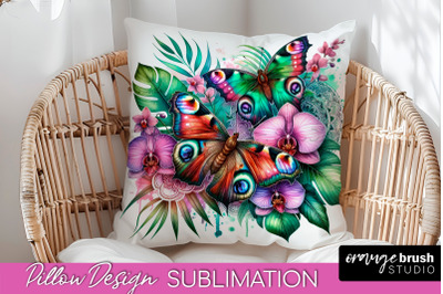 Butterfly Pillow Cover - Flowers Pillow Sublimation