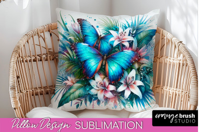 Butterfly Pillow Cover - Flowers Pillow Sublimation