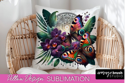 Butterfly Pillow Cover - Flowers Pillow Sublimation