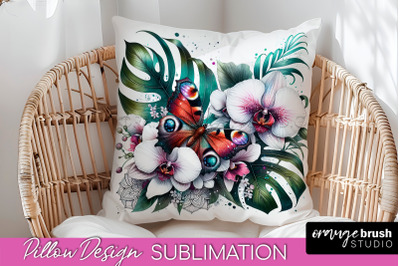 Butterfly Pillow Cover - Flowers Pillow Sublimation