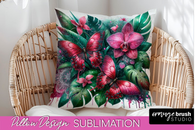 Butterfly Pillow Cover - Flowers Pillow Sublimation