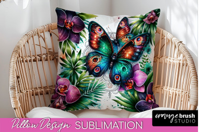 Butterfly Pillow Cover - Flowers Pillow Sublimation