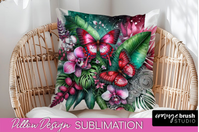 Butterfly Pillow Cover - Flowers Pillow Sublimation