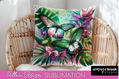 Butterfly Pillow Cover - Flowers Pillow Sublimation