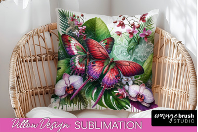 Butterfly Pillow Cover - Flowers Pillow Sublimation