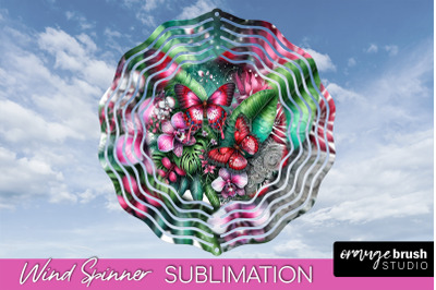 Butterfly Wind Spinner - Summer Flowers Spinner Sublimation