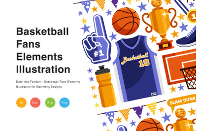 Basketball Fans Elements Illustration