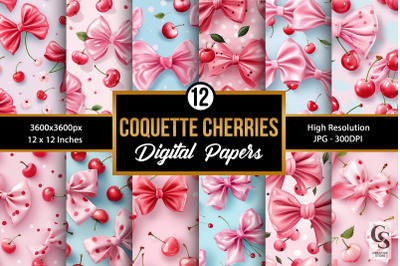 Pink Coquette Cherries Digital Papers