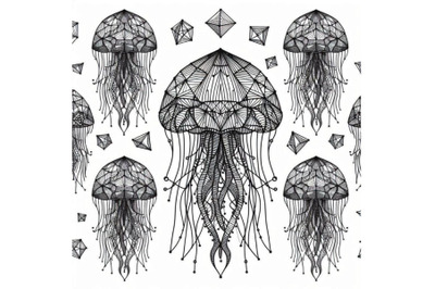 Black and white jellyfish