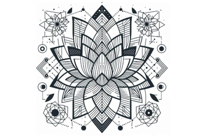 rendy lotus line art vector. Minim