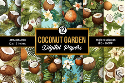 Summer Coconut Garden Seamless Patterns