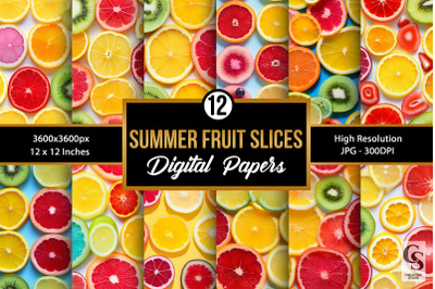 Summer Fruit Slices Digital Papers