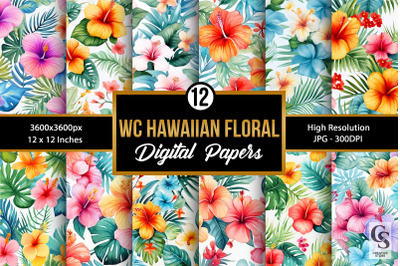 Watercolor Hawaiian Flowers Digital Papers