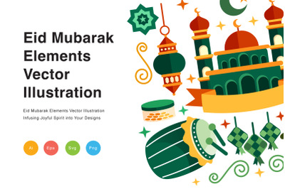 Eid Mubarak Elements Vector Illustration