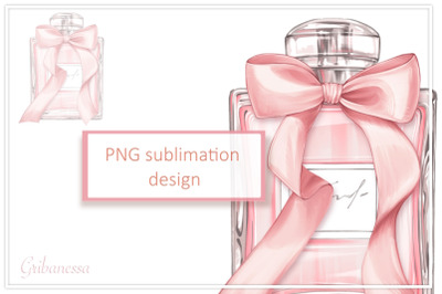 Perfume pink bottle with bow | PNG Sublimation design